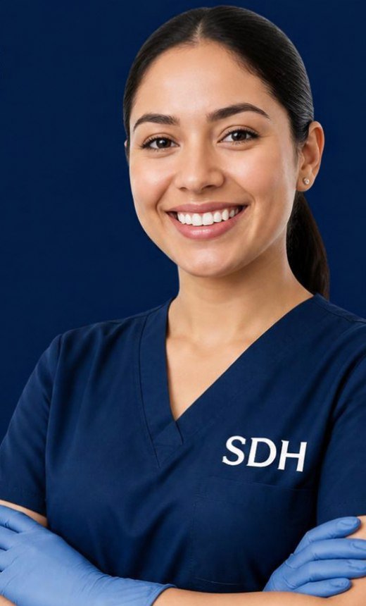 Higienista dental de Servicios Dentales Hispanos sonriendo